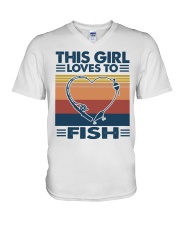 This girl love to fish V-Neck T-Shirt tile