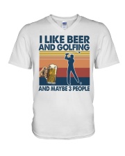 beer golfing man may be 3 people V-Neck T-Shirt tile