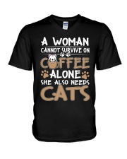 She also needs cats V-Neck T-Shirt tile