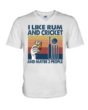 rum cricket may be 3 people V-Neck T-Shirt tile