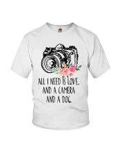camera 2 all need is love dog Youth T-Shirt tile