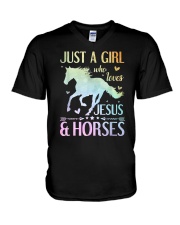 Jesus And Horses V-Neck T-Shirt tile