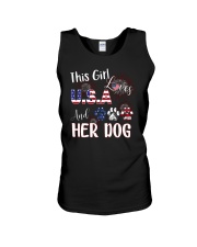 Love Usa and dog Unisex Tank tile