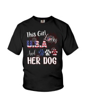 Love Usa and dog Youth T-Shirt tile