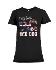Love Usa and dog Premium Fit Ladies Tee tile