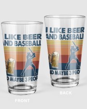 beer baseball may be 3 people 16oz Pint Glass front