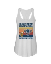 beer pickleball may be 3 people Ladies Flowy Tank tile