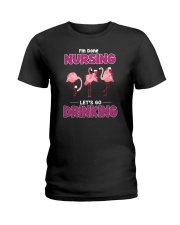 done nursing go drinking flamingo Ladies T-Shirt tile