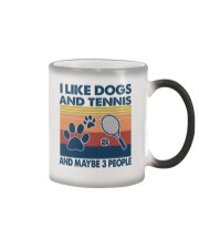 dogs tennis may be 3 people Color Changing Mug tile