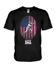 baseball fingerprint usa dna V-Neck T-Shirt tile