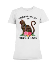 Reading Easily Cat Premium Fit Ladies Tee tile