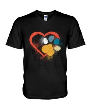 Heart Pet Footprint dog V-Neck T-Shirt tile