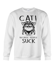 cat because people suck Crewneck Sweatshirt tile