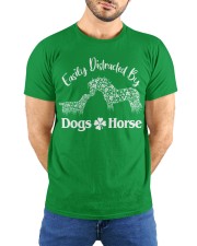 easily distracted by horses and dogs Classic T-Shirt custom-t-shirts-classic-lifestyle-front-209