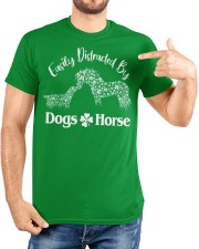 easily distracted by horses and dogs Classic T-Shirt custom-t-shirts-classic-lifestyle-front-225