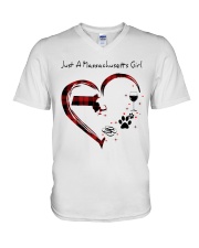 Simple Heart Massachusetts V-Neck T-Shirt tile
