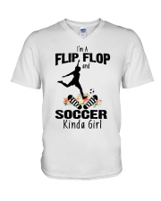 soccer flip flop kinda girl V-Neck T-Shirt tile