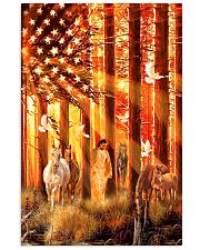 Horses and Jesus in the forest American Forest Pigeons Retro Vintage Vertical Poster tile