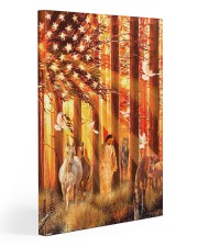 Horses and Jesus in the forest American Forest Pigeons Retro Vintage Gallery Wrapped Canvas Prints tile