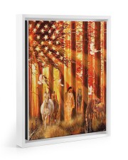 Horses and Jesus in the forest American Forest Pigeons Retro Vintage Floating Framed Canvas Prints White tile