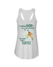 I asked God for a true friend Ladies Flowy Tank tile