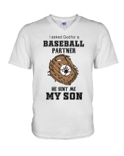 I asked God for a Baseball V-Neck T-Shirt tile