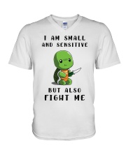 I am small and sensitive V-Neck T-Shirt tile