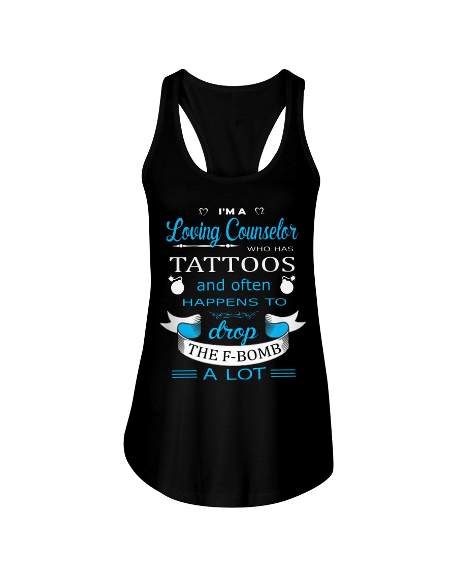 A LOVING COUNSELOR HAPPENS TO DROP THE F-BOMB Ladies Flowy Tank
