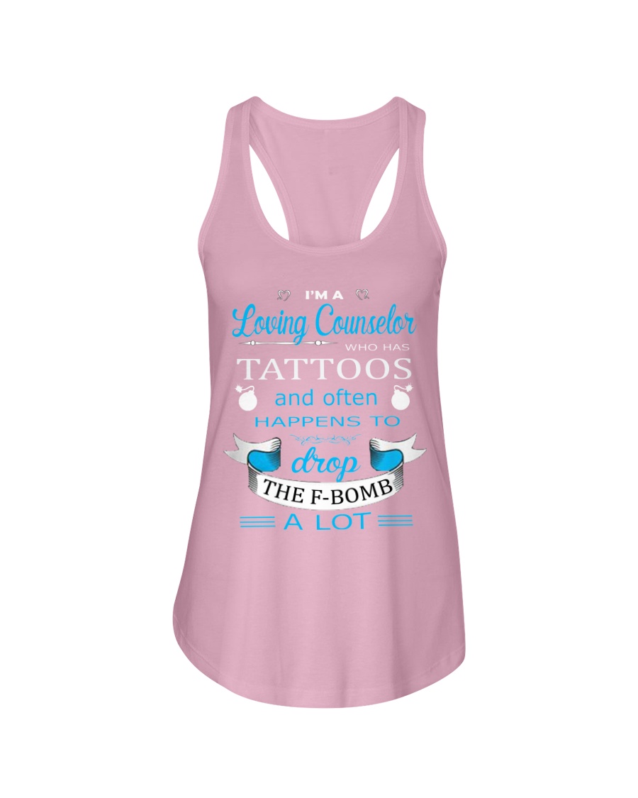 A LOVING COUNSELOR HAPPENS TO DROP THE F-BOMB Ladies Flowy Tank