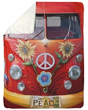 Hippie Vw Bus Large Sherpa Fleece Blanket - 60" x 80" thumbnail