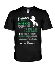 Beware I Ride Horses V-Neck T-Shirt thumbnail