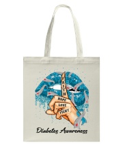 Faith Hope Love Fight Blue Ribbon Diabetes Awareness Tote Bag tile