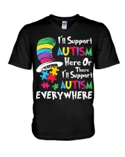 i-ll-support-autism-here-or-there-i-ll-support-autism-everywhere V-Neck T-Shirt tile