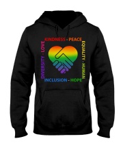 Kindness Peace Equality Human Inclusion Hope Diversity Love Hooded Sweatshirt tile