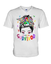 cancer survivor V-Neck T-Shirt tile
