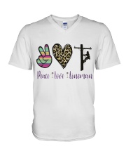 Peace Love Lineman V-Neck T-Shirt thumbnail