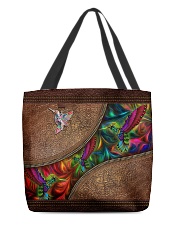 Coloful Hummingbirds Leather Pattern Print All-over Tote back