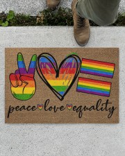 Peace Love Pride Coir Pattern Print Doormat 22.5" x 15" aos-doormat-22-5x15-lifestyle-front-01