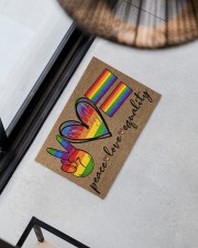 Peace Love Pride Coir Pattern Print Doormat 22.5" x 15" aos-doormat-22-5x15-lifestyle-front-08