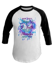 Miracles Happen Baseball Tee tile