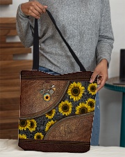 Just a girl who loves sunflower Leather pattern All-over Tote aos-all-over-tote-lifestyle-front-10