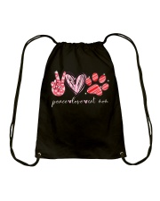 Peace Love Cat Mom Valentine Drawstring Bag tile