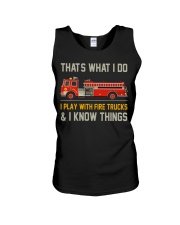 Play With Fire Trucks Unisex Tank tile