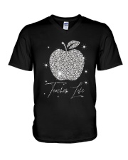 Teacher Life Pattern Print V-Neck T-Shirt tile