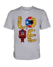 Love Sunflower Flag V-Neck T-Shirt tile