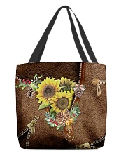 Sunflowers Leather Pattern Print All-over Tote front