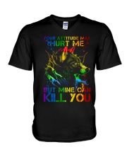 Your Attitude May Hurt Me V-Neck T-Shirt tile