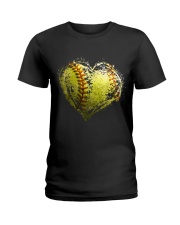 Softball Heart Valentine Ladies T-Shirt tile