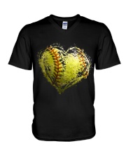 Softball Heart Valentine V-Neck T-Shirt tile