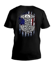 HAMMER AND AMERICA FLAG V-Neck T-Shirt thumbnail